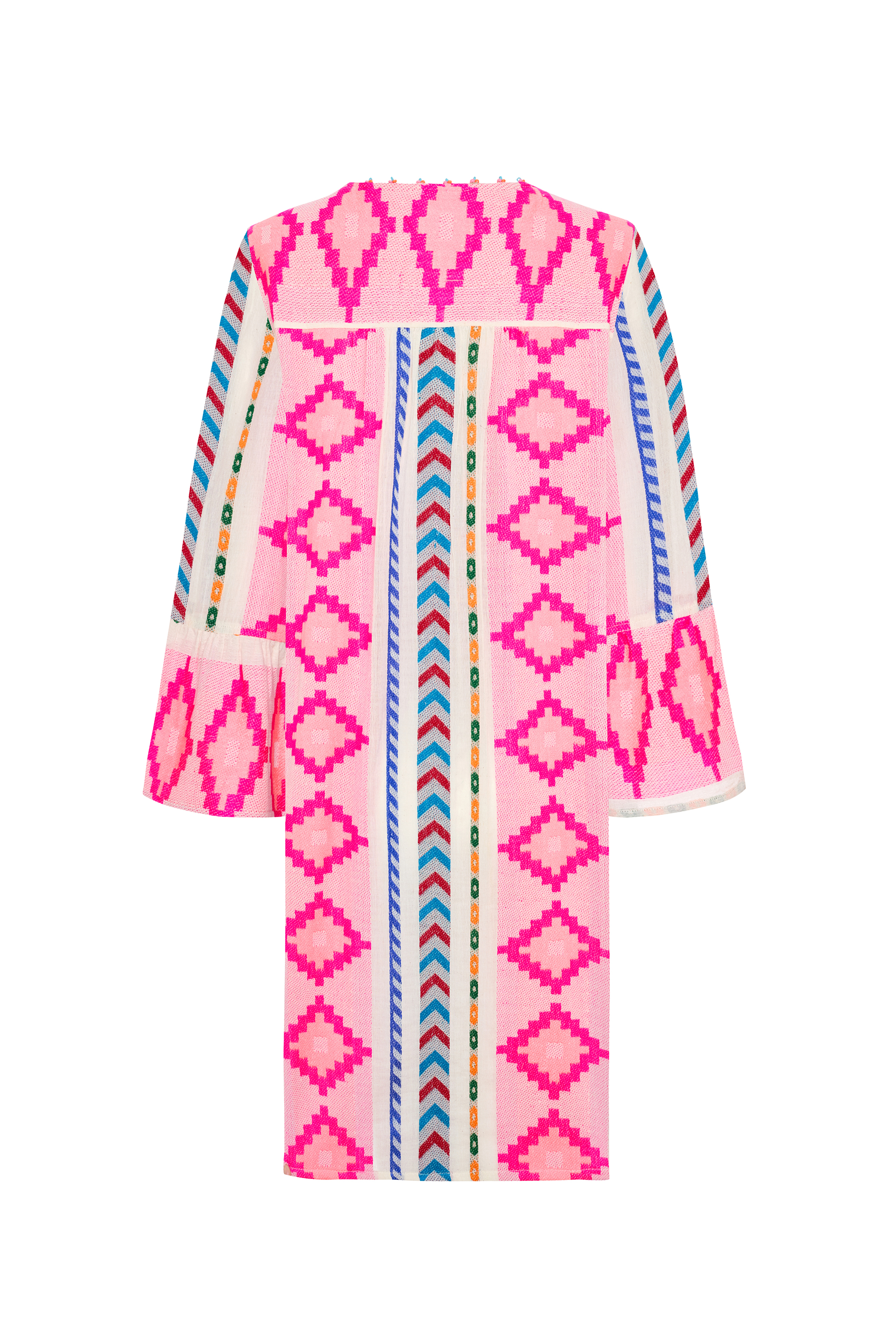 ETNİK NAKIŞLI KLOŞ MİDİ ELBİSE