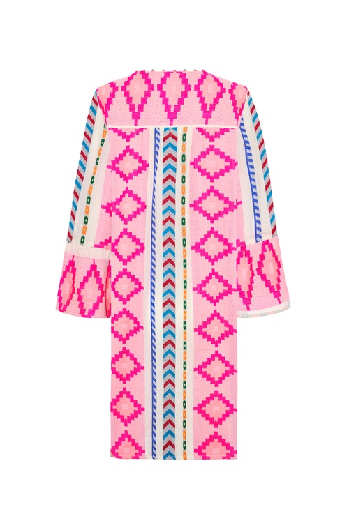  ETNİK NAKIŞLI KLOŞ MİDİ ELBİSE