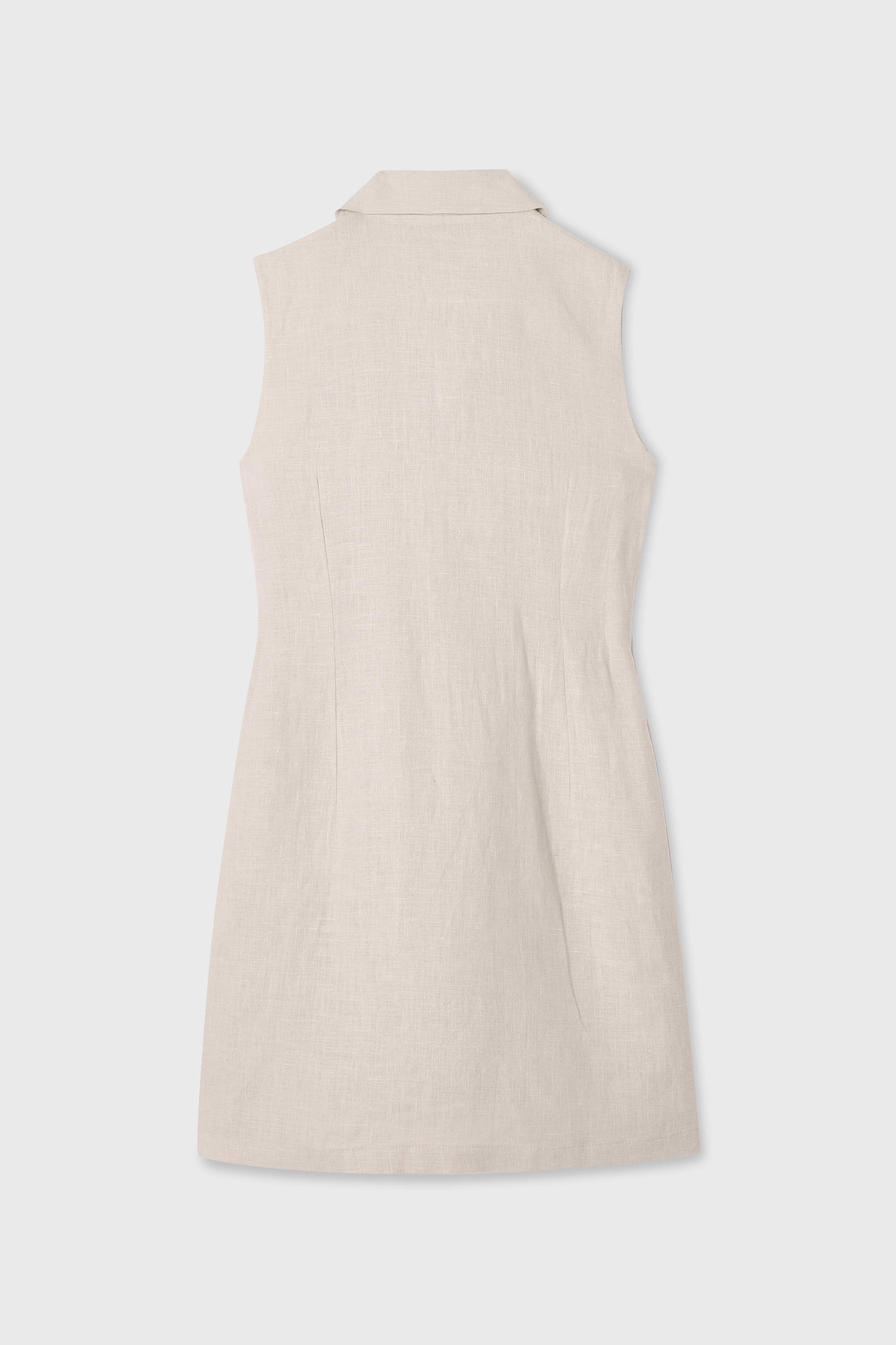 KOLSUZ KEMERLİ MİNİ KETEN ELBİSE