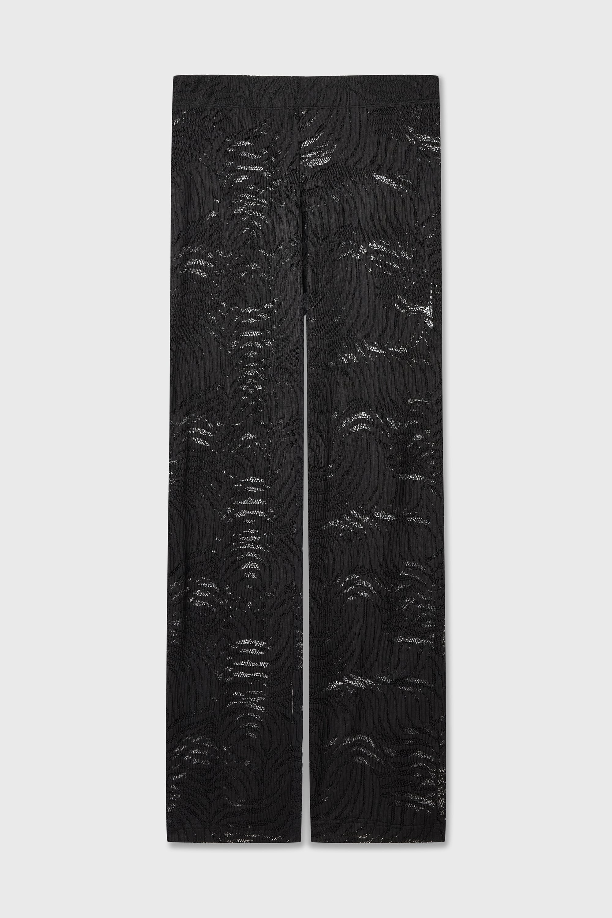 Kadın Siyah Beli Lastikli Dantelli Pantolon