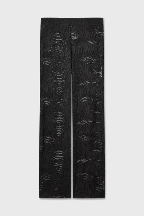 Kadın Siyah Beli Lastikli Dantelli Pantolon