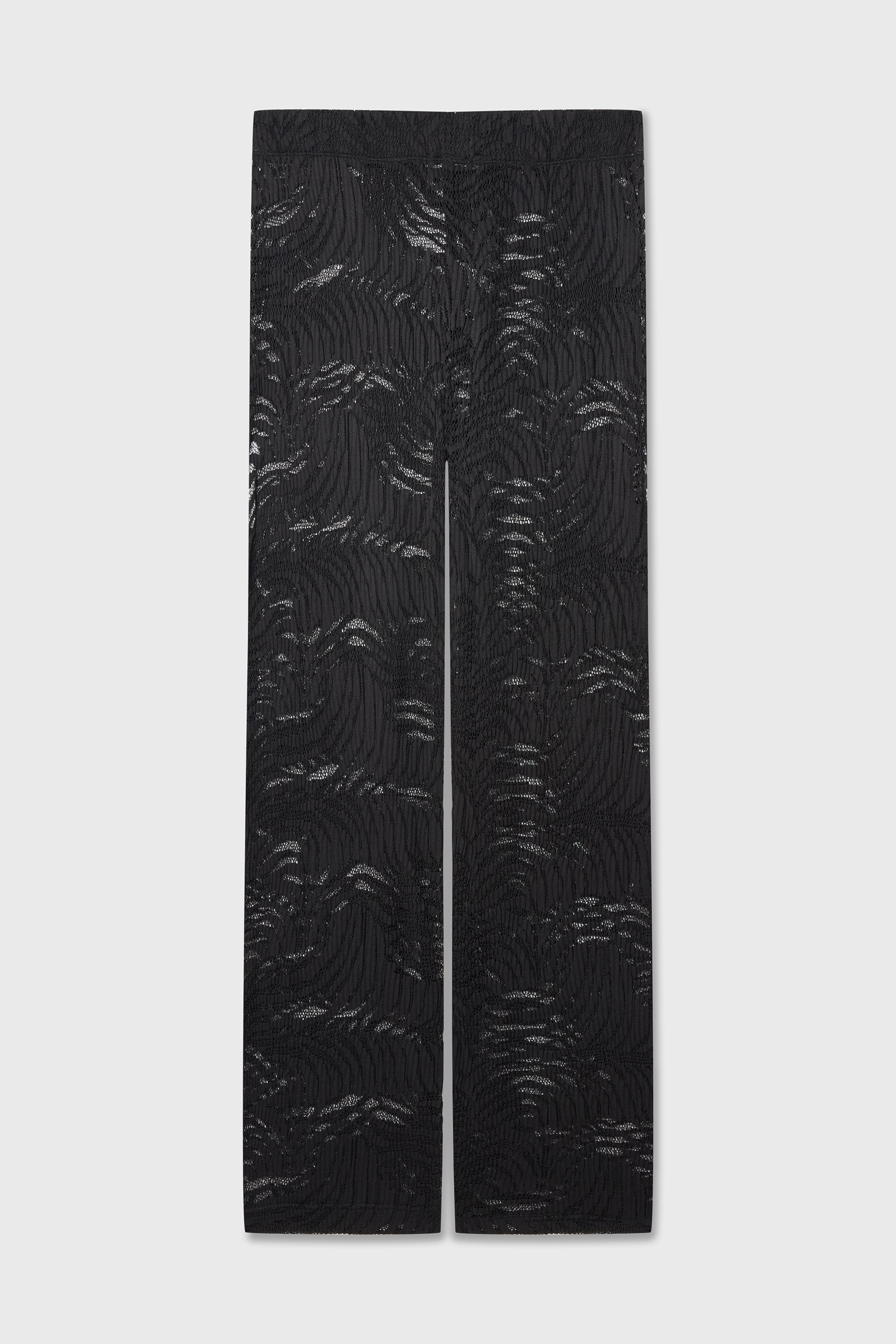 Kadın Siyah Beli Lastikli Dantelli Pantolon