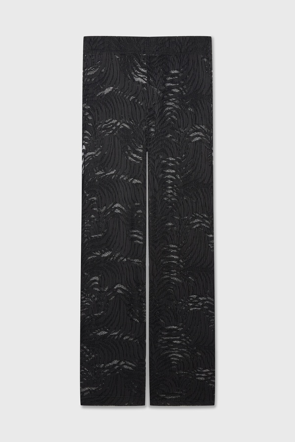 Kadın Siyah Beli Lastikli Dantelli Pantolon