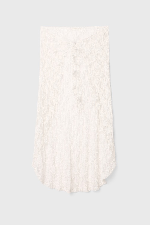 BAĞLAMA DETAYLI DANTELLİ MİDİ ETEK