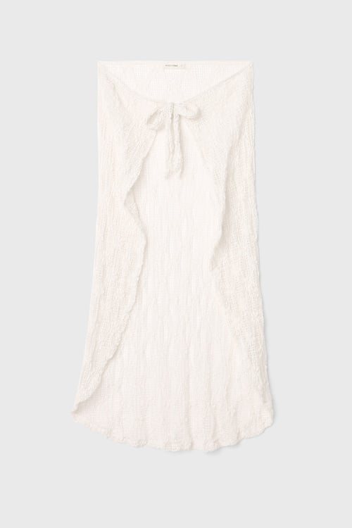 BAĞLAMA DETAYLI DANTELLİ MİDİ ETEK