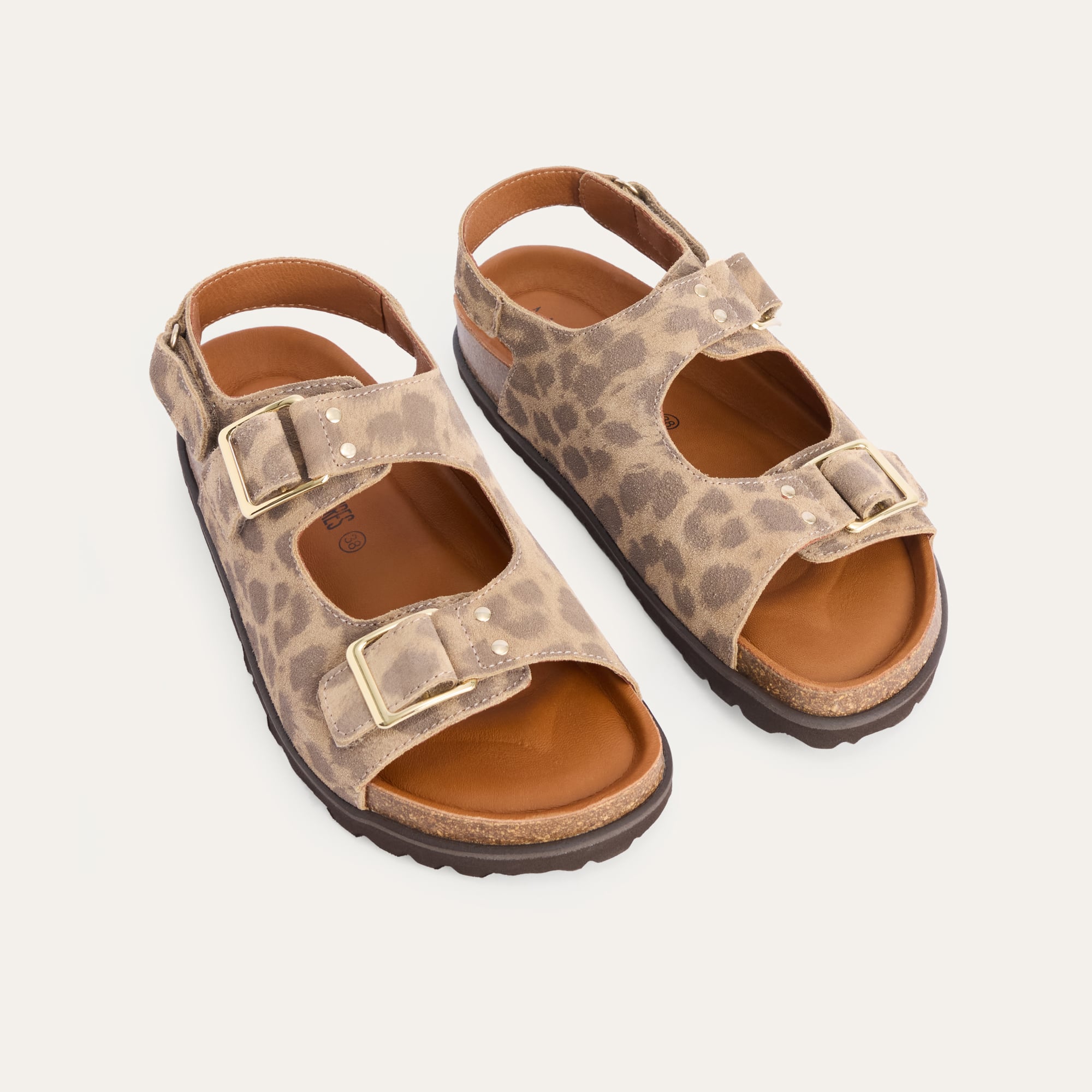 DESENLİ KEMERLİ  HAKİKİ DERİ SANDALET