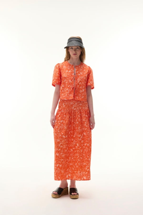 BASKILI BAĞLAMALI BLUZ