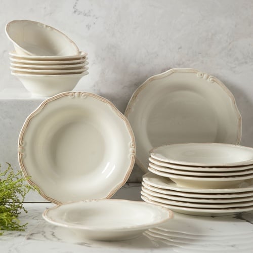 EKRU 18 PARÇA PORSELEN YEMEK TAKIMI