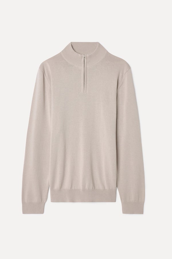 FERMUARLI DİK YAKA TRİKO KAZAK