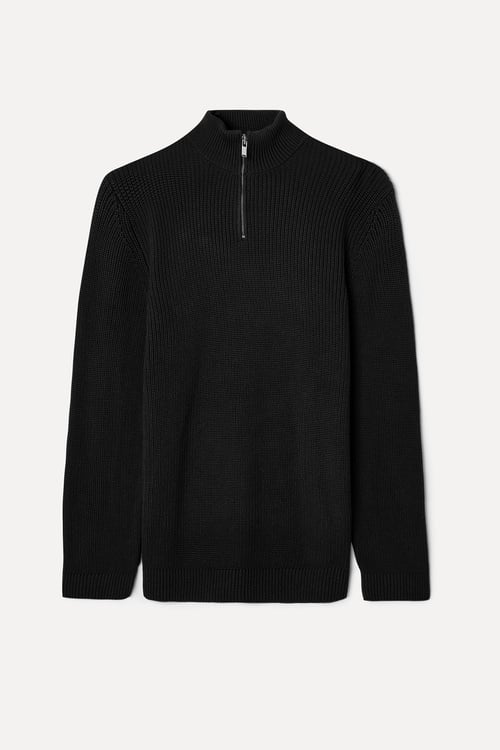 FERMUARLI DİK YAKA TRİKO KAZAK