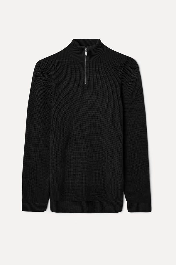 FERMUARLI DİK YAKA TRİKO KAZAK