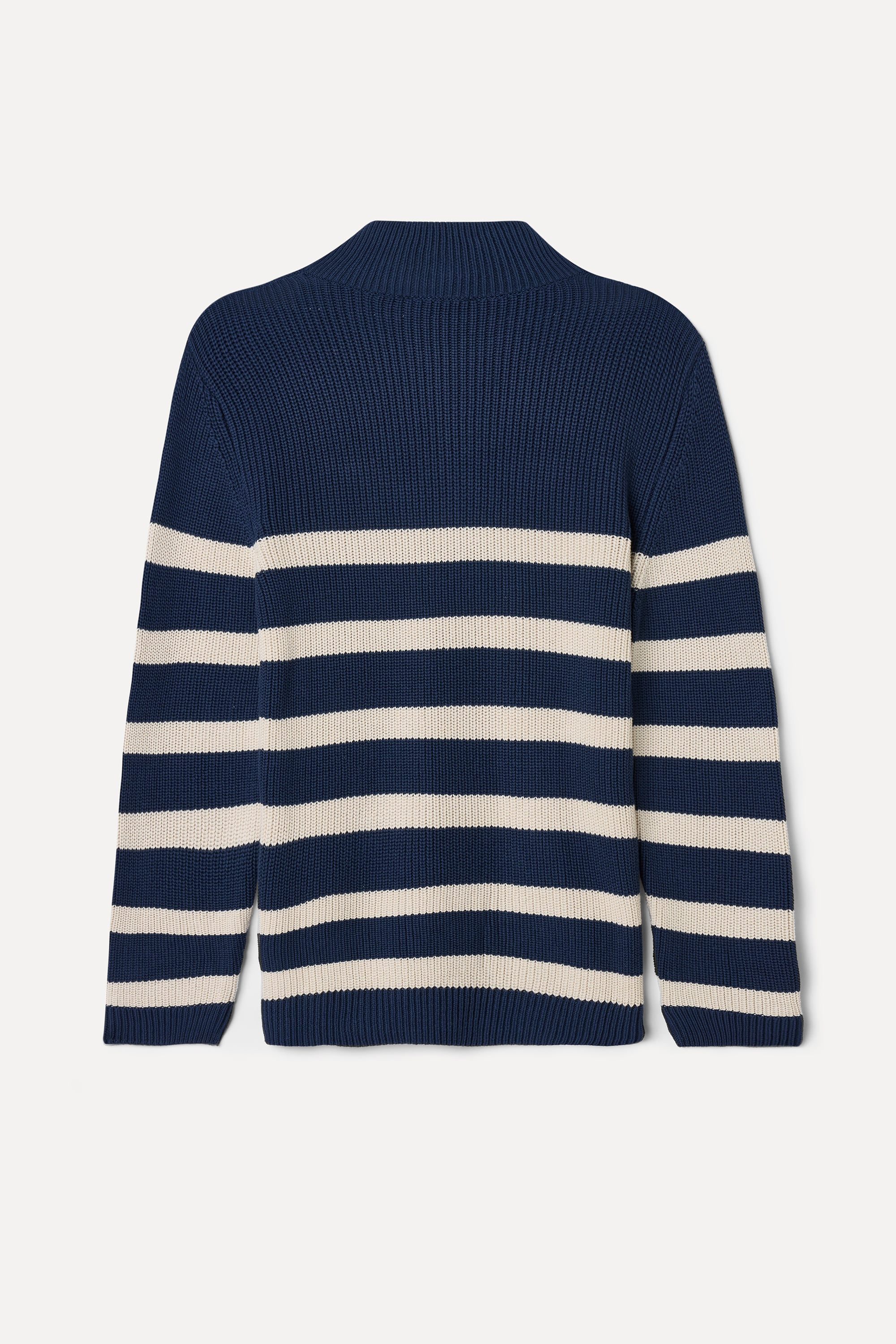 ÇİZGİLİ FERMUARLI DİK YAKA TRİKO KAZAK