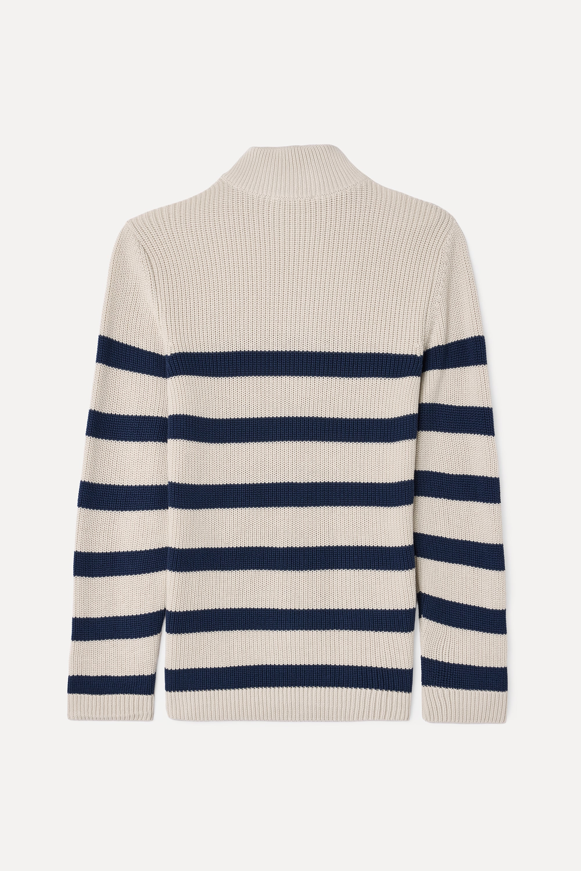 ÇİZGİLİ FERMUARLI DİK YAKA TRİKO KAZAK