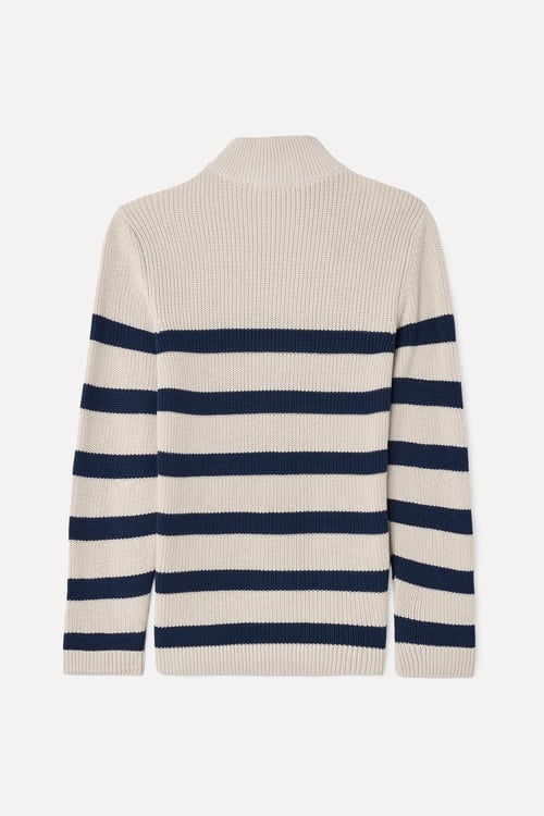  ÇİZGİLİ FERMUARLI DİK YAKA TRİKO KAZAK