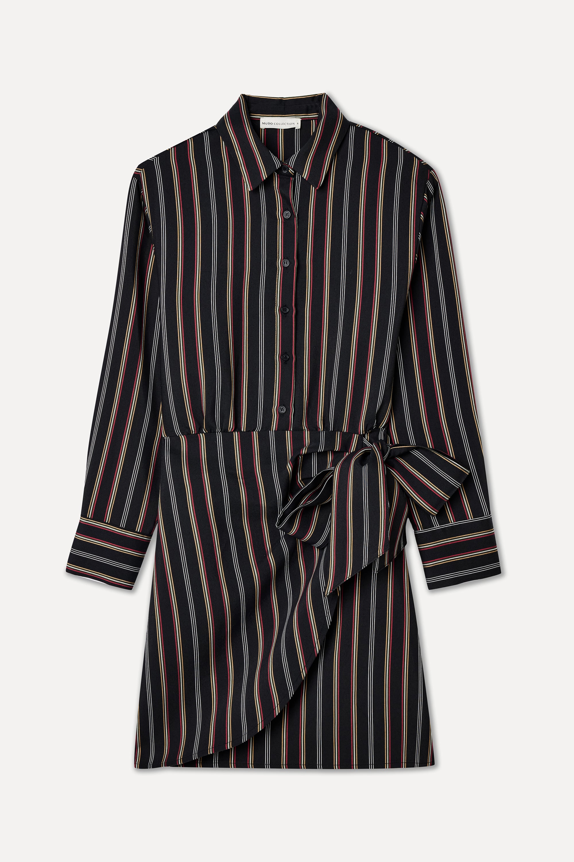 ÇİZGİLİ GÖMLEK YAKA ANVELOP MİNİ ELBİSE