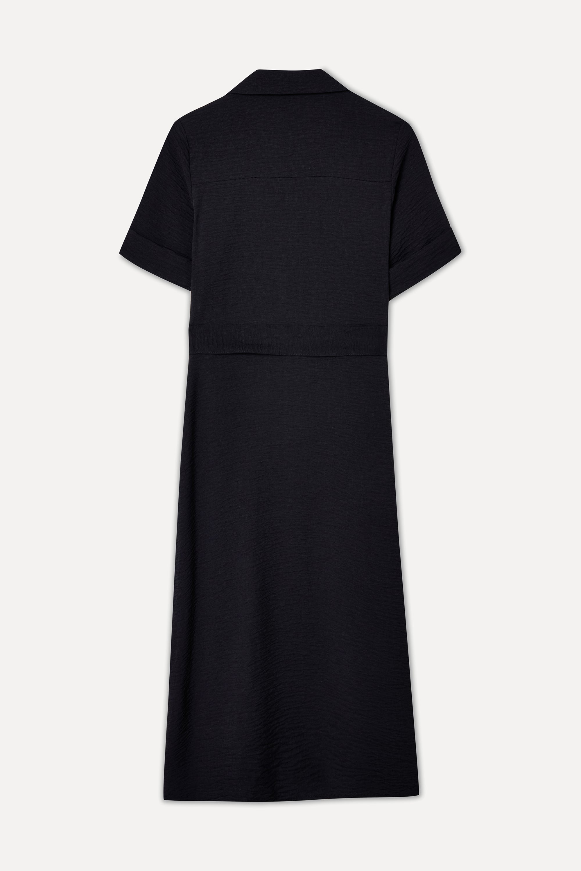 KUŞAKLI KISA KOLLU MİDİ GÖMLEK ELBİSE