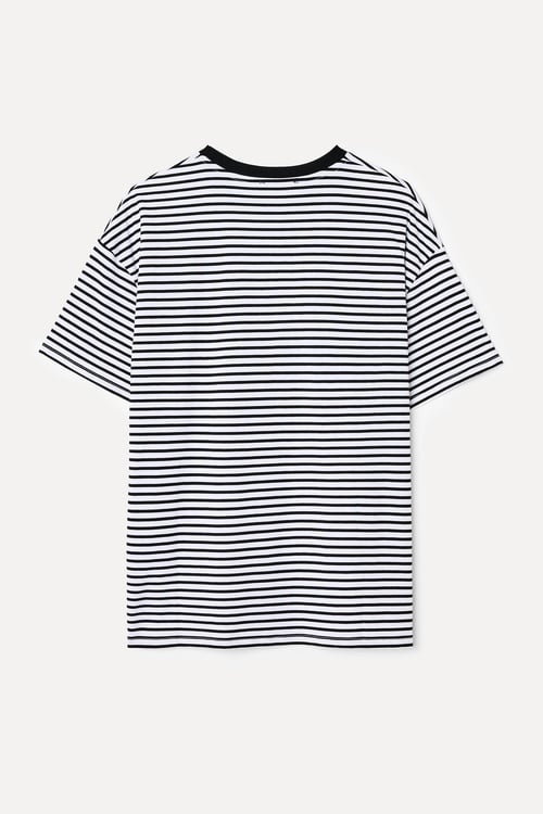 ÇİZGİLİ BİSİKLET YAKA T-SHIRT