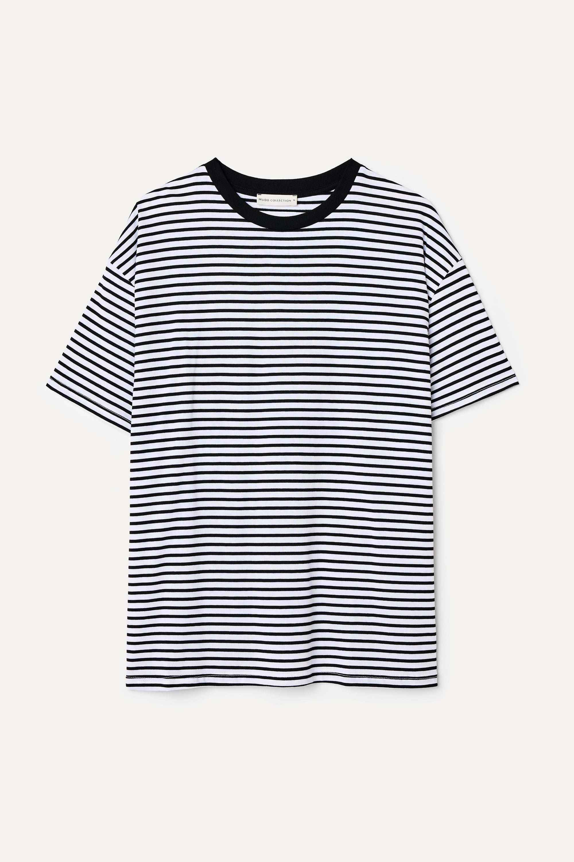 ÇİZGİLİ BİSİKLET YAKA T-SHIRT