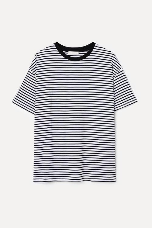 ÇİZGİLİ BİSİKLET YAKA T-SHIRT