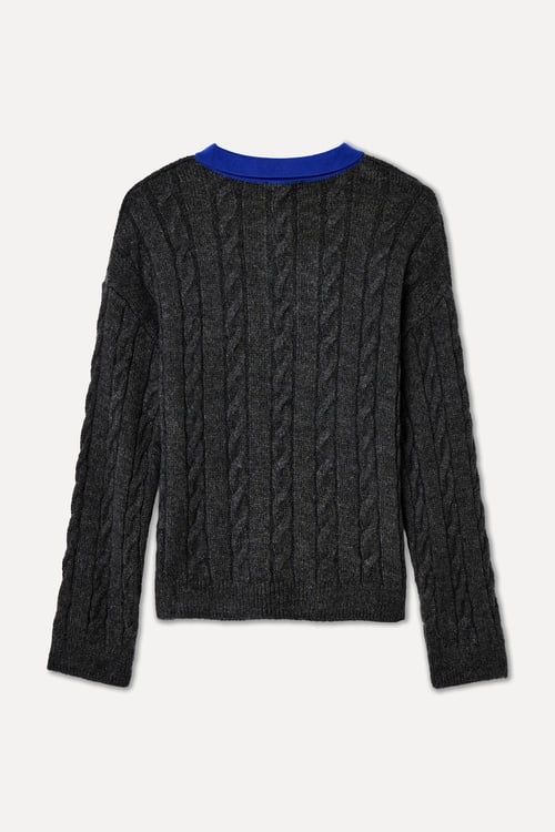 SAÇ ÖRGÜLÜ POLO YAKA KAZAK