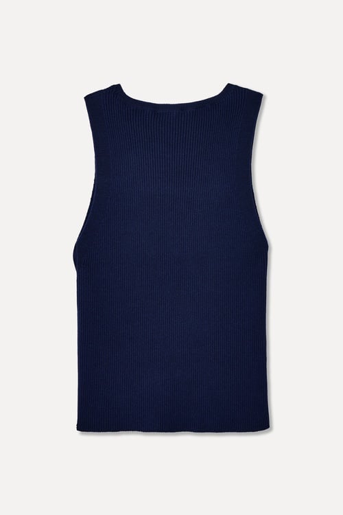  DÜĞME DETAYLI KOLSUZ TRİKO KAZAK