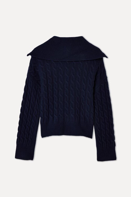  SAÇ ÖRGÜLÜ DİK YAKA FERMUARLI YÜN HIRKA