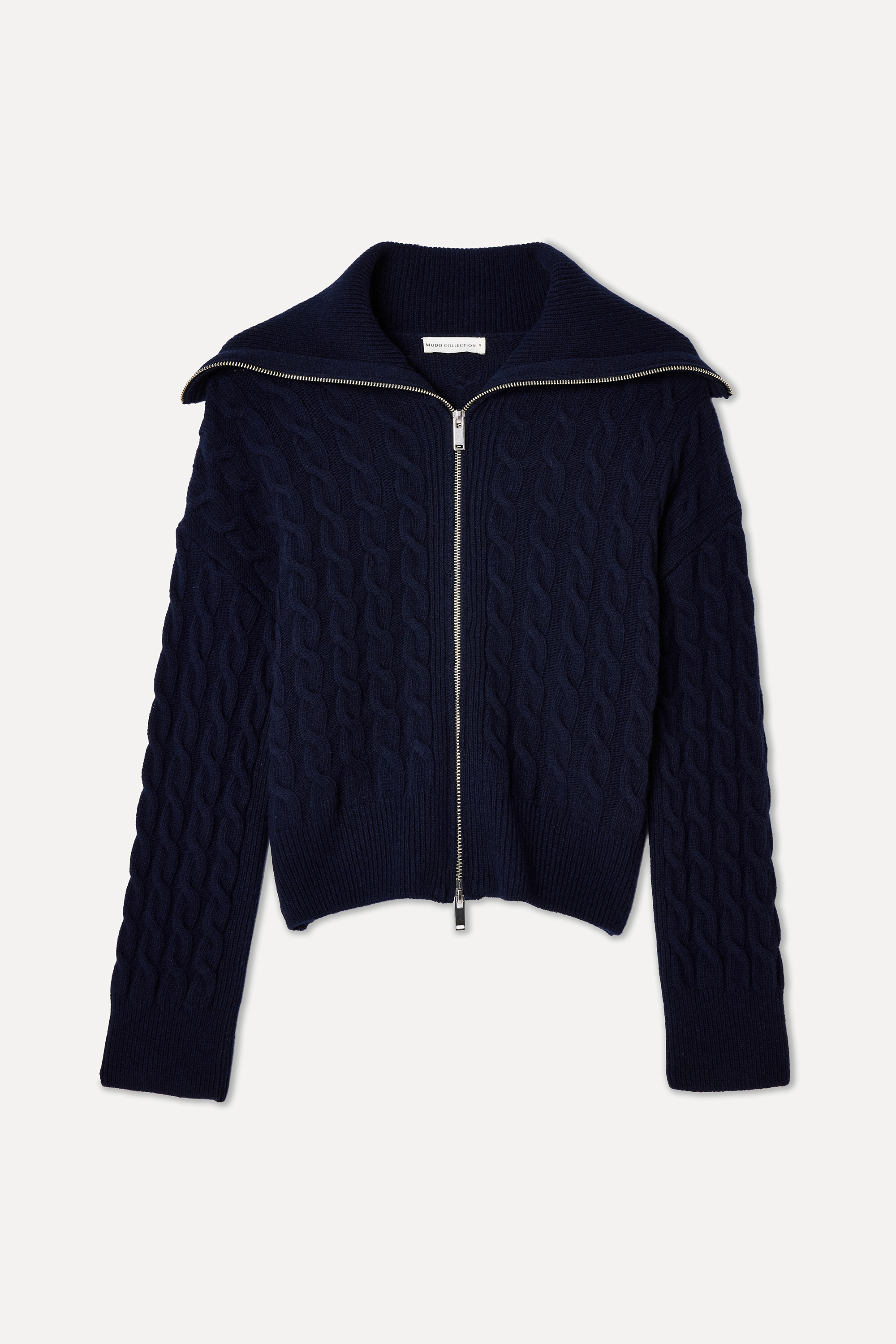 SAÇ ÖRGÜLÜ DİK YAKA FERMUARLI YÜN HIRKA