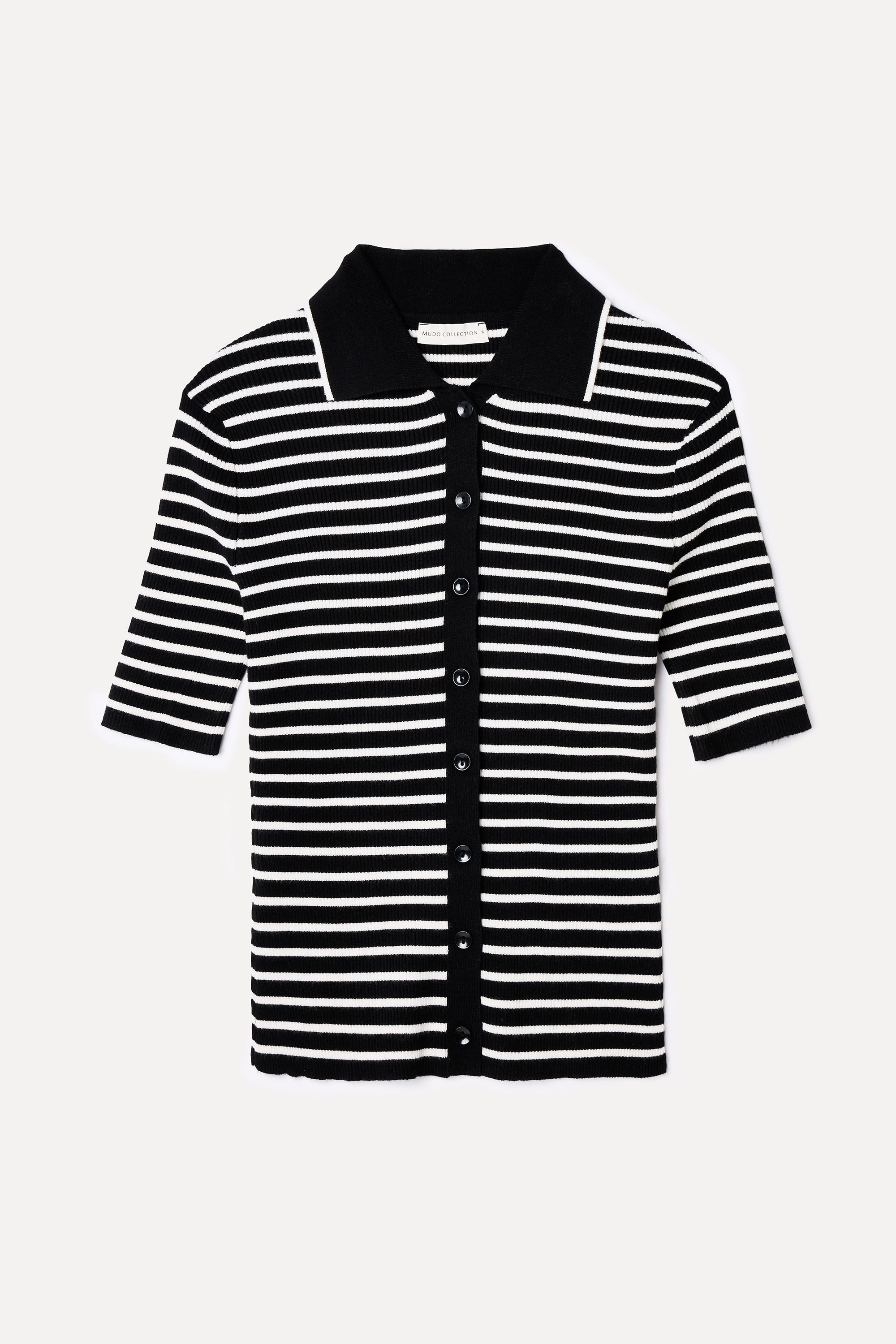 ÇİZGİLİ POLO YAKA DÜĞME DETAYLI TRİKO KAZAK