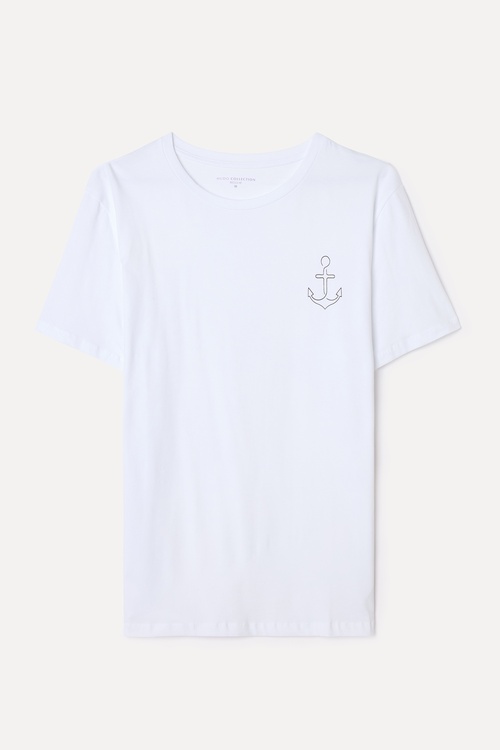 BASKILI BİSİKLET YAKA T-SHIRT