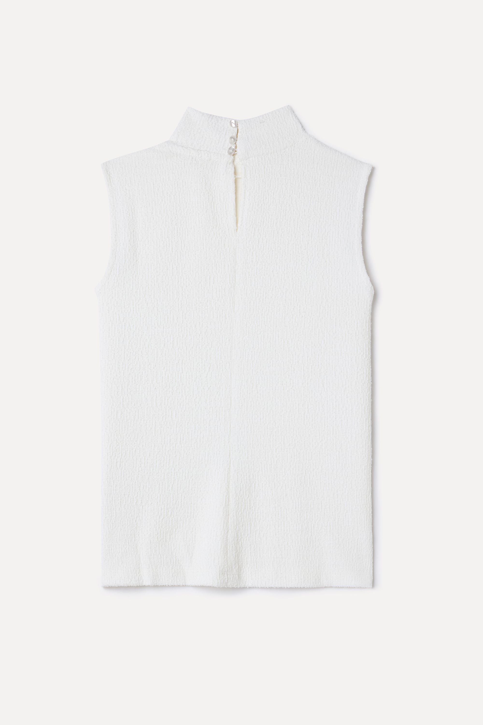 DİK YAKA KOLSUZ BLUZ