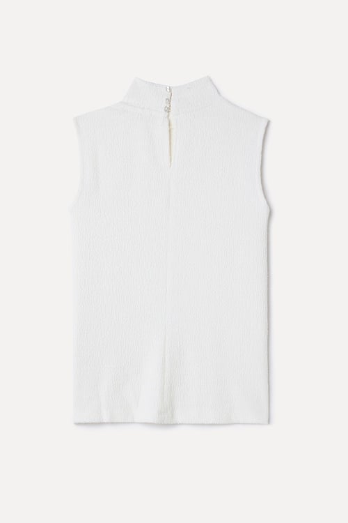  DİK YAKA KOLSUZ BLUZ