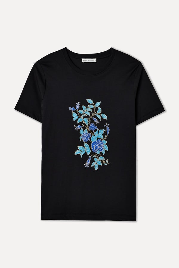 BASKILI BİSİKLET YAKA T-SHIRT