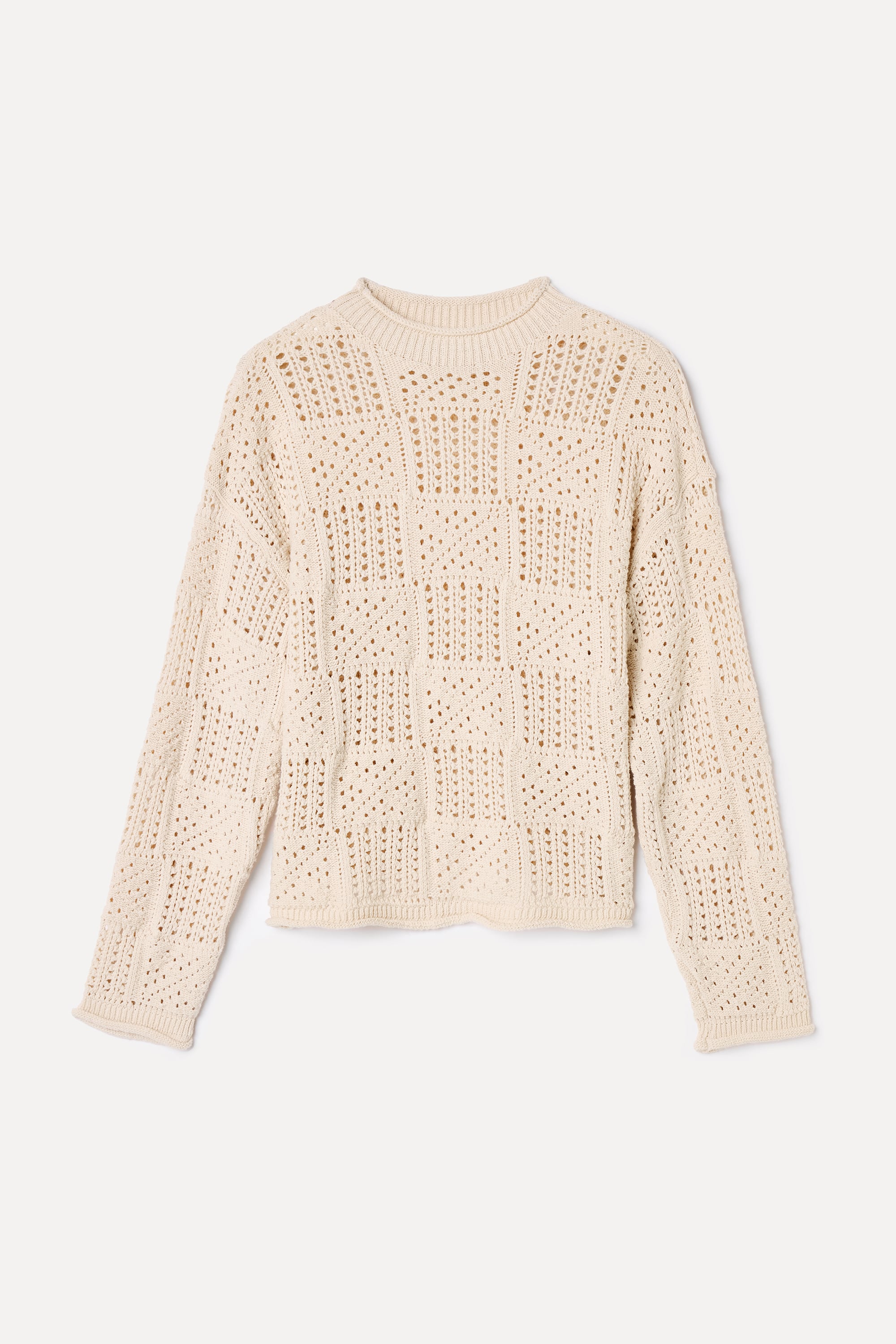 BİSİKLET YAKA LOOSE FIT AJURLU KAZAK