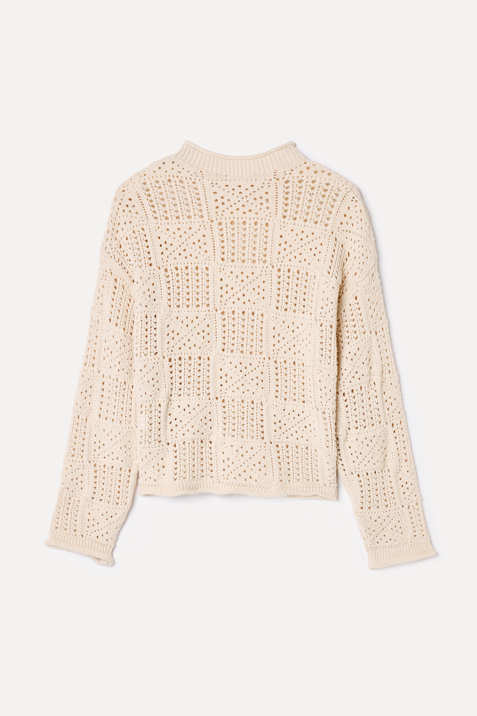 BİSİKLET YAKA LOOSE FIT AJURLU KAZAK