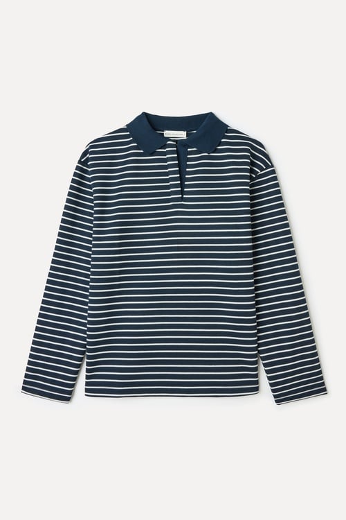  LOOSE FIT ÇİZGİLİ POLO YAKA SWEATSHIRT