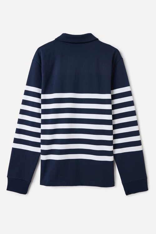  ÇİZGİLİ FERMUARLI POLO YAKA SWEATSHIRT
