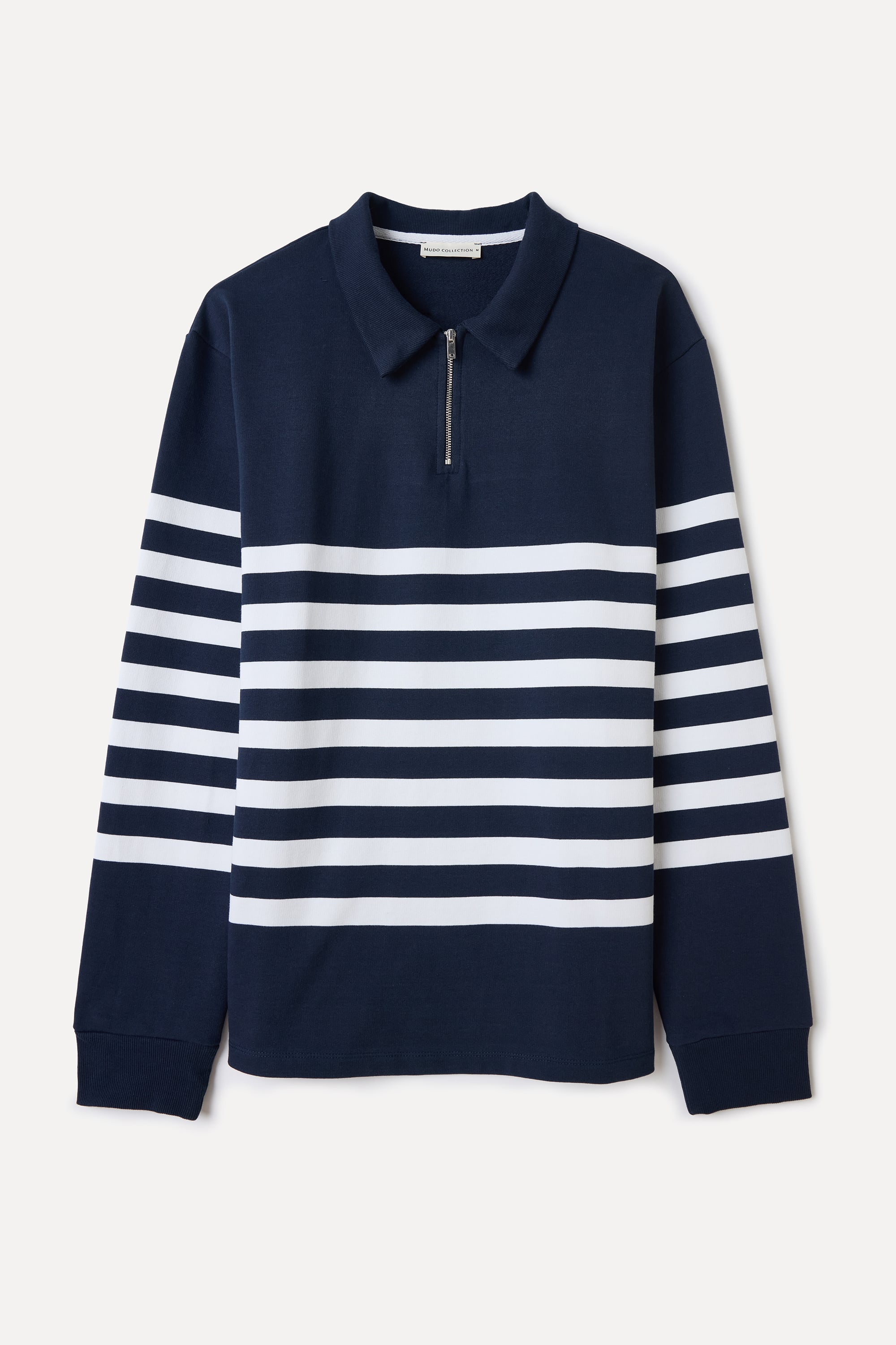 ÇİZGİLİ FERMUARLI POLO YAKA SWEATSHIRT