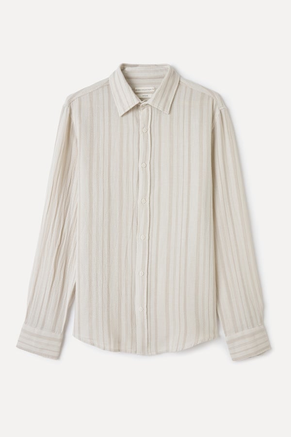 REGULAR FIT ÇİZGİLİ UZUN KOLLU GÖMLEK