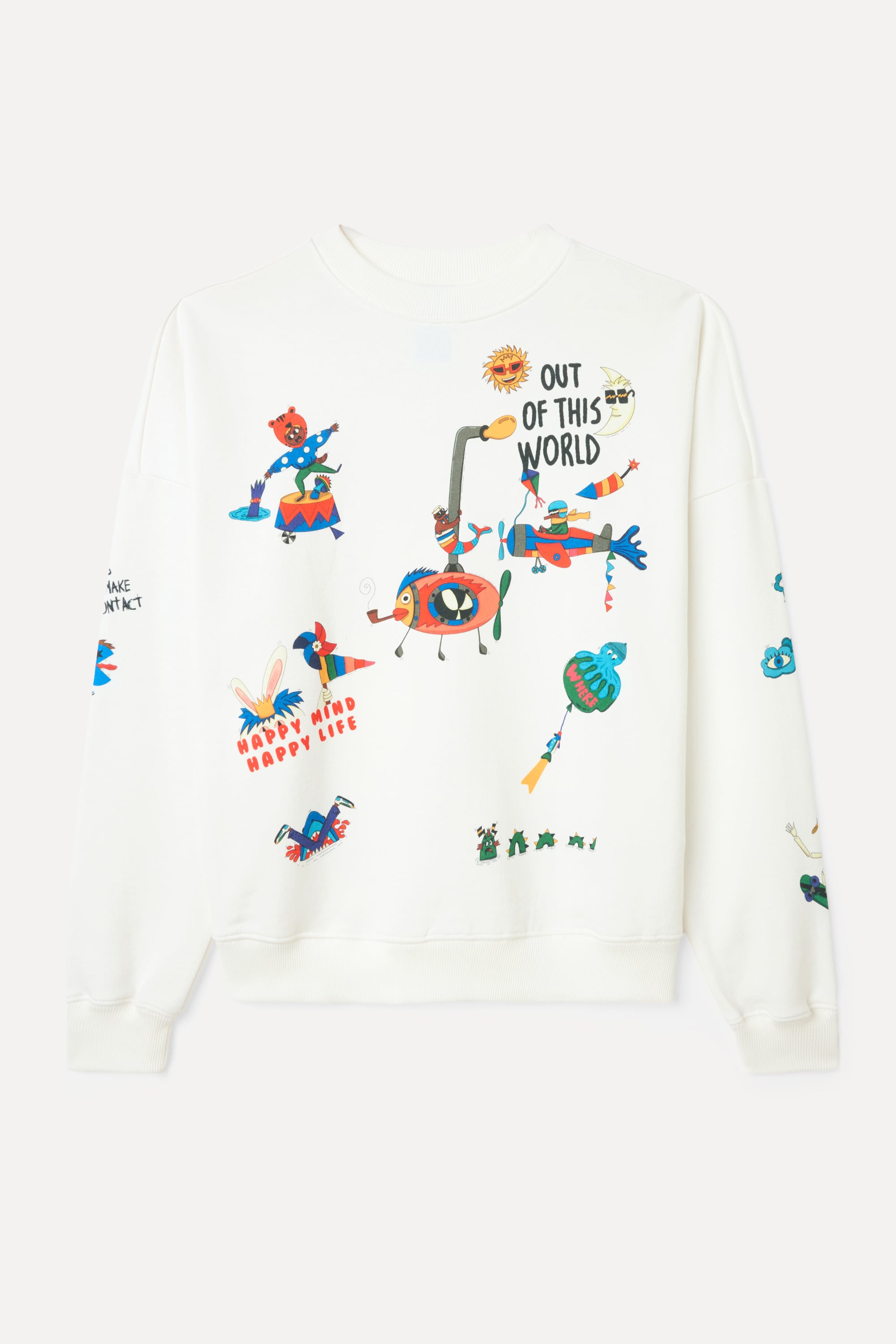 BASKILI BİSİKLET YAKA SWEATSHIRT