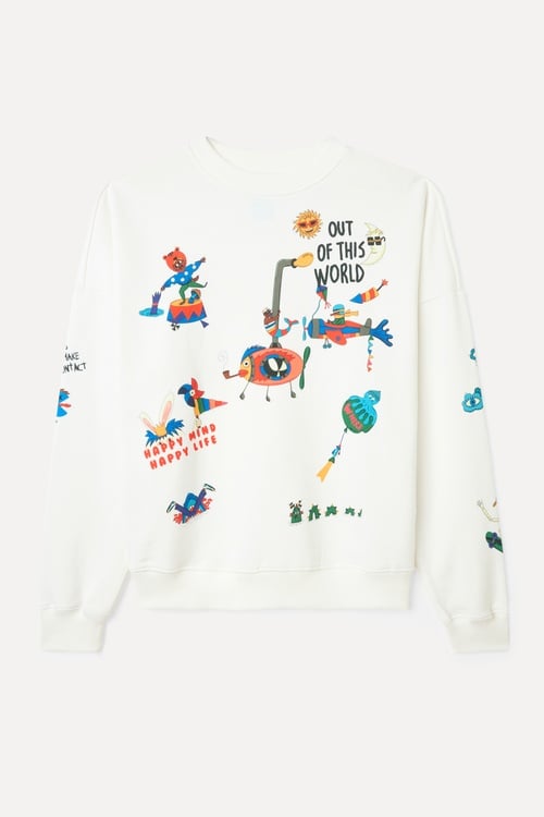  BASKILI BİSİKLET YAKA SWEATSHIRT