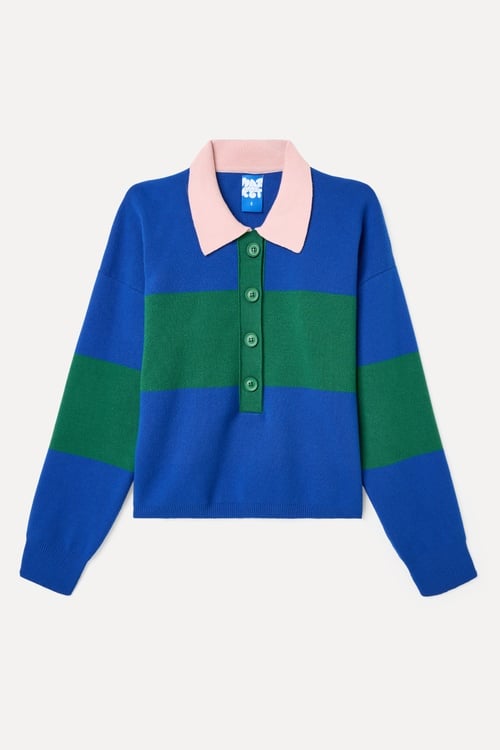 ÇİZGİLİ POLO YAKA TRİKO KAZAK