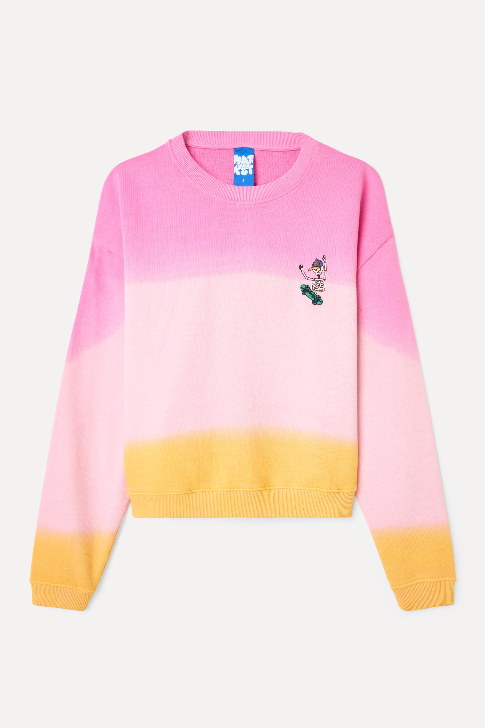 RENK GEÇİŞLİ NAKIŞLI BİSİKLET YAKA SWEATSHIRT