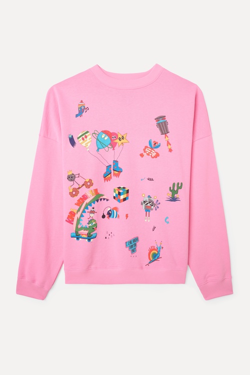  BASKILI BİSİKLET YAKA SWEATSHIRT