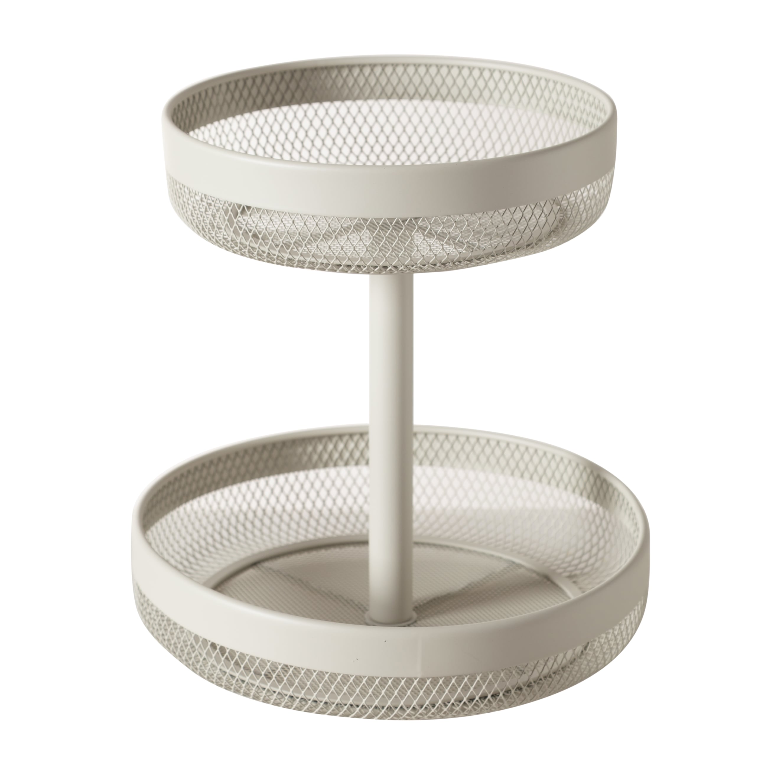 MAYAJ İKİ KATLI METAL MEYVE SEPETİ BEJ