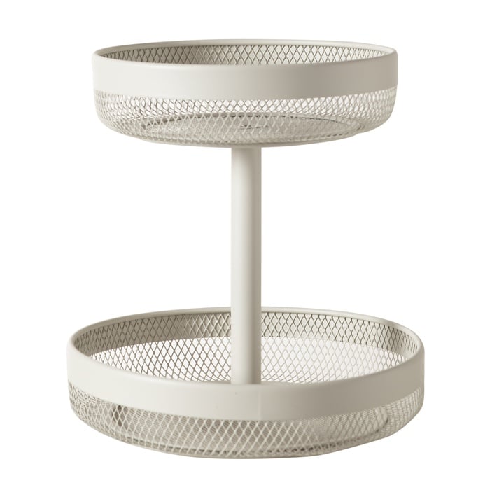 MAYAJ İKİ KATLI METAL MEYVE SEPETİ BEJ