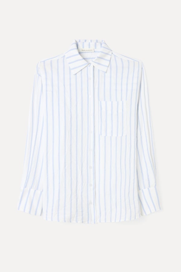 ÇİZGİLİ OVERSIZE UZUN KOLLU GÖMLEK