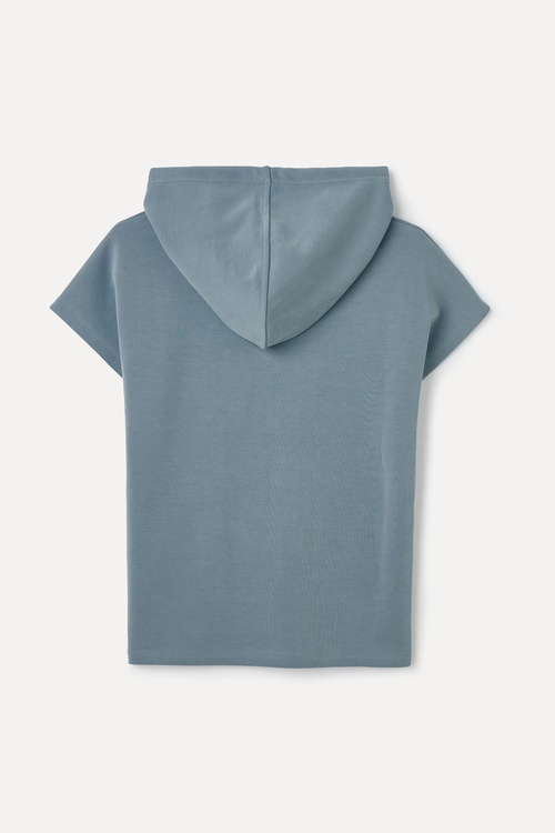  MODAL KARIŞIMLI KISA KOLLU KAPÜŞONLU SWEATSHIRT