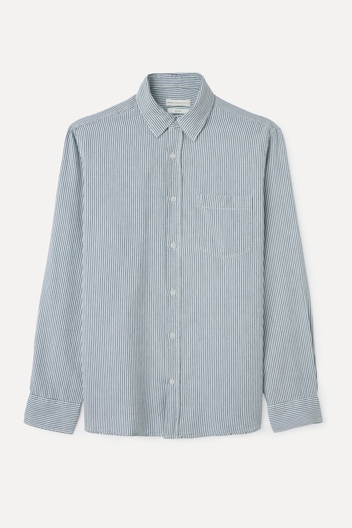  LİYOSEL KARIŞIMLI REGULAR FIT ÇİZGİLİ UZUN KOLLU GÖMLEK