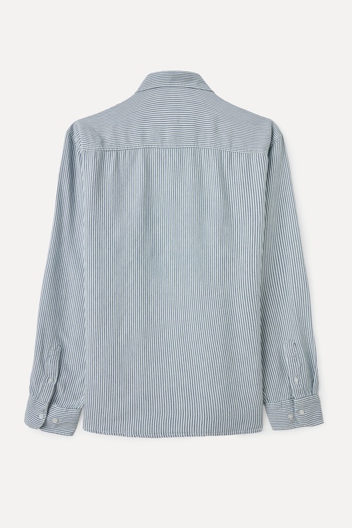  LİYOSEL KARIŞIMLI REGULAR FIT ÇİZGİLİ UZUN KOLLU GÖMLEK