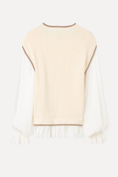  BİSİKLET YAKA SÜVETER GÖRÜNÜMLÜ TRİKO KAZAK